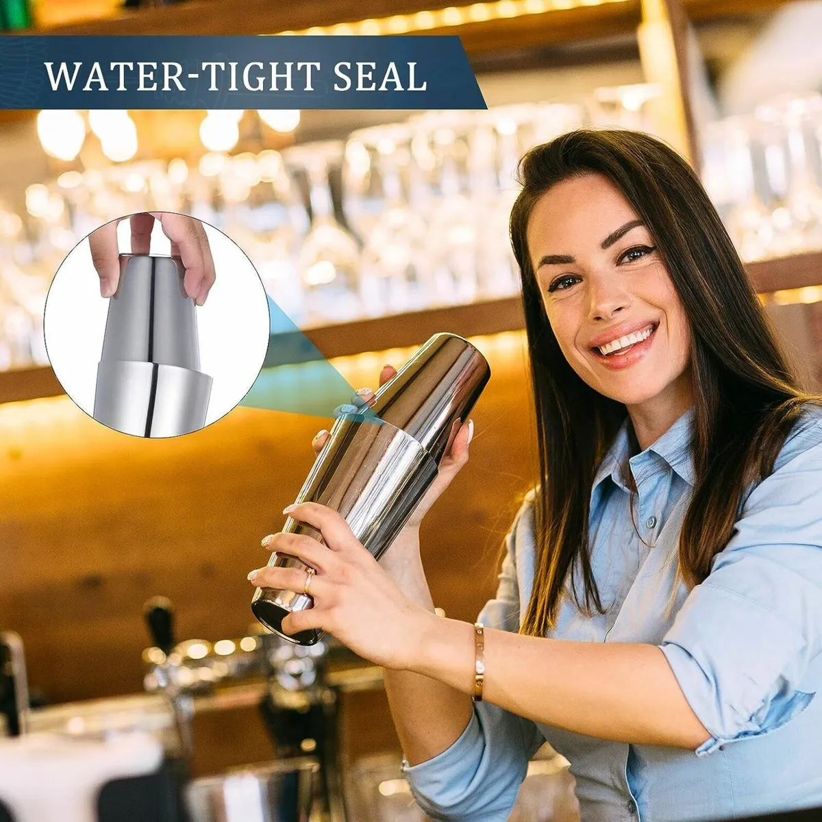 Stainless Steel Cocktail Shaker Set 12pcs Stand - Image 2