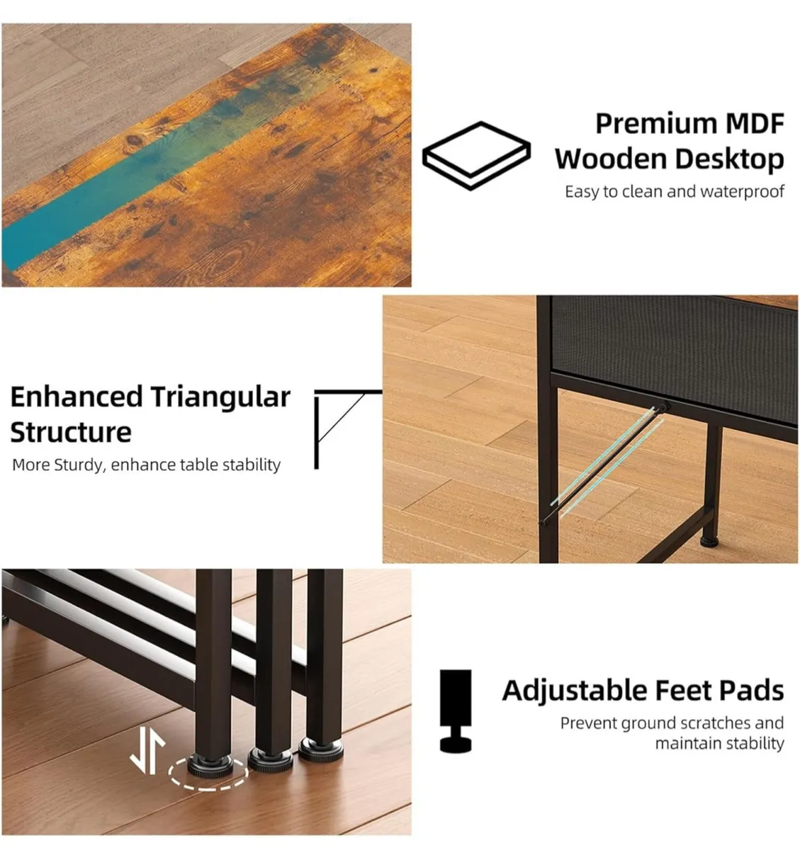 L Shaped Computer Desk with 2 Drawers, 100CM - Image 4