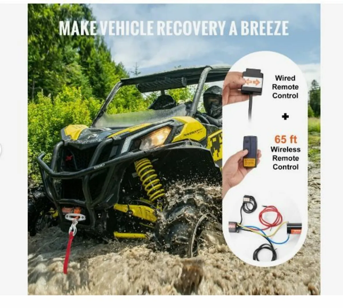 Electric Winch ATV UTV 2041.2 kg - Image 3