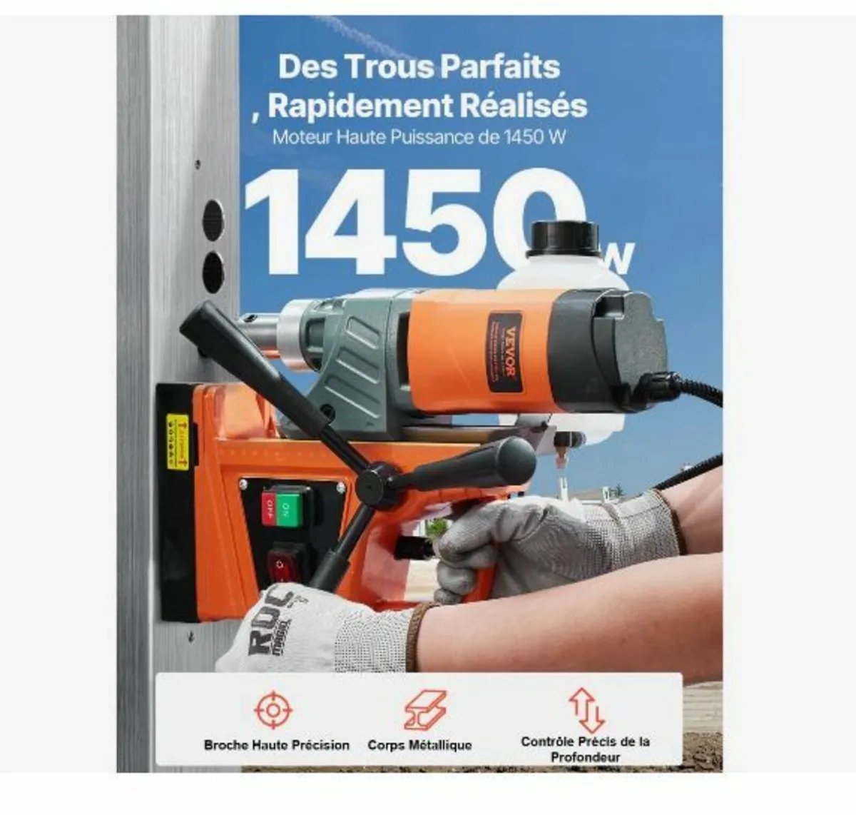 Magnetic Drill, 1450W Motor 1.6 in Boring Diameter - Image 2