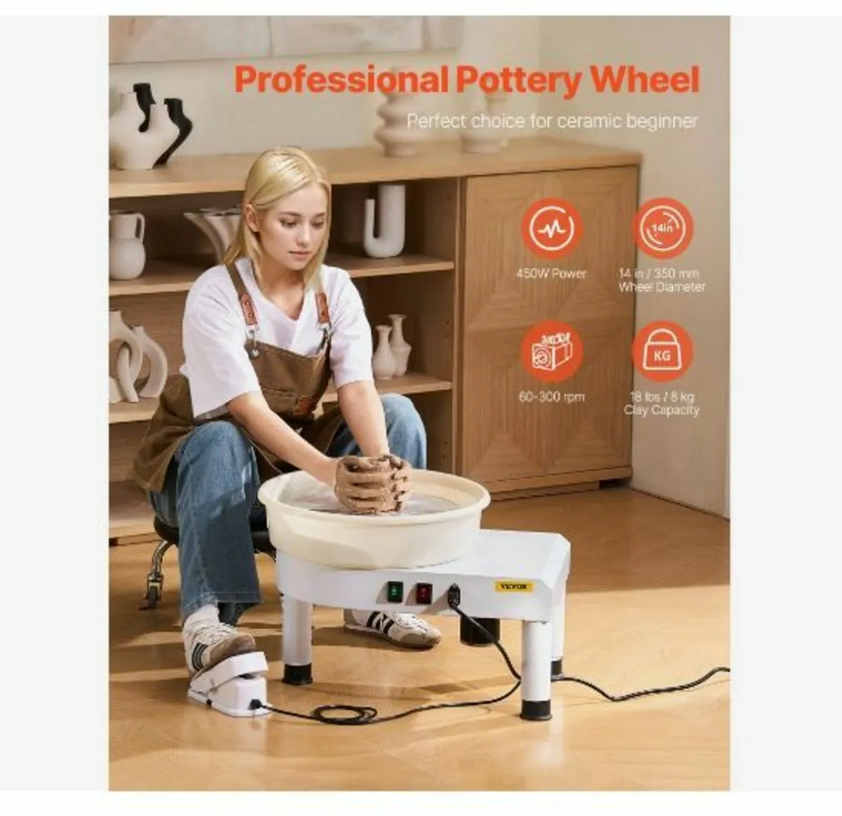 Pottery Wheel, 35 cm Ceramic Wheel Forming Machine - Image 2