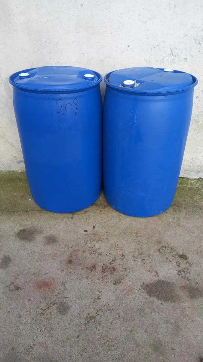 Blue plastic barrells.