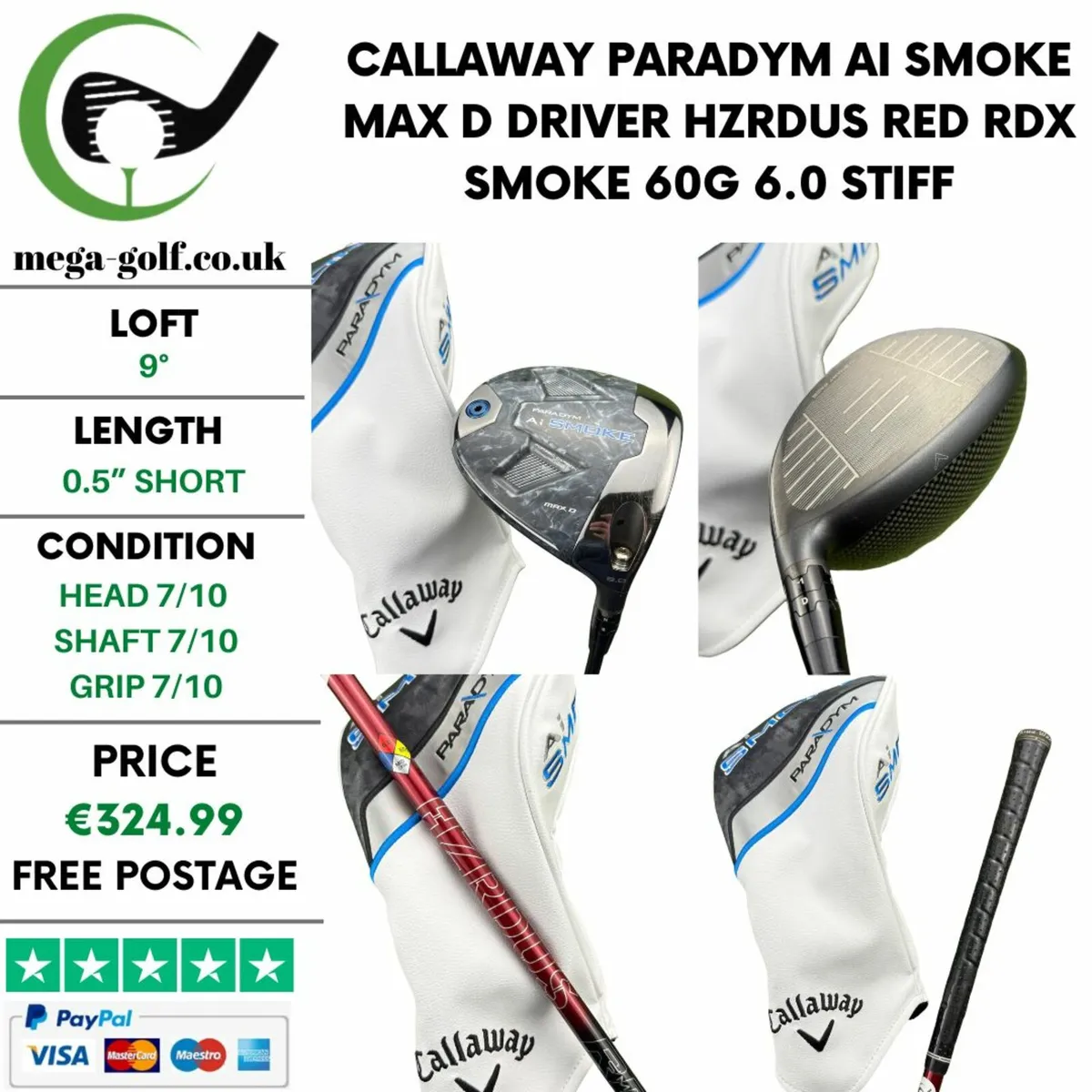 Callaway Paradym Ai Smoke Max D Driver / 9° /Stiff - Image 1