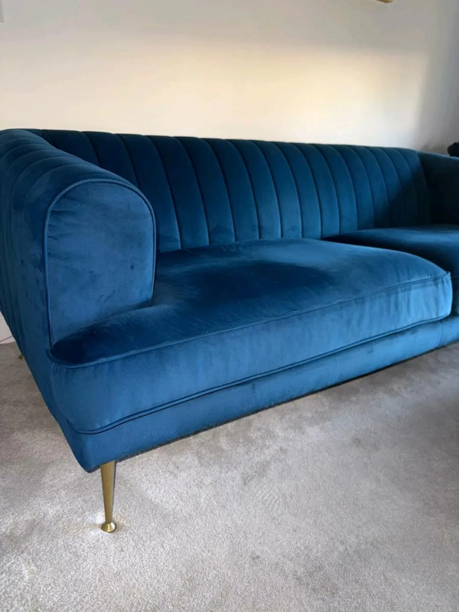 Enchanted 4 seater DFS Sofa - Blue Velvet - Image 3