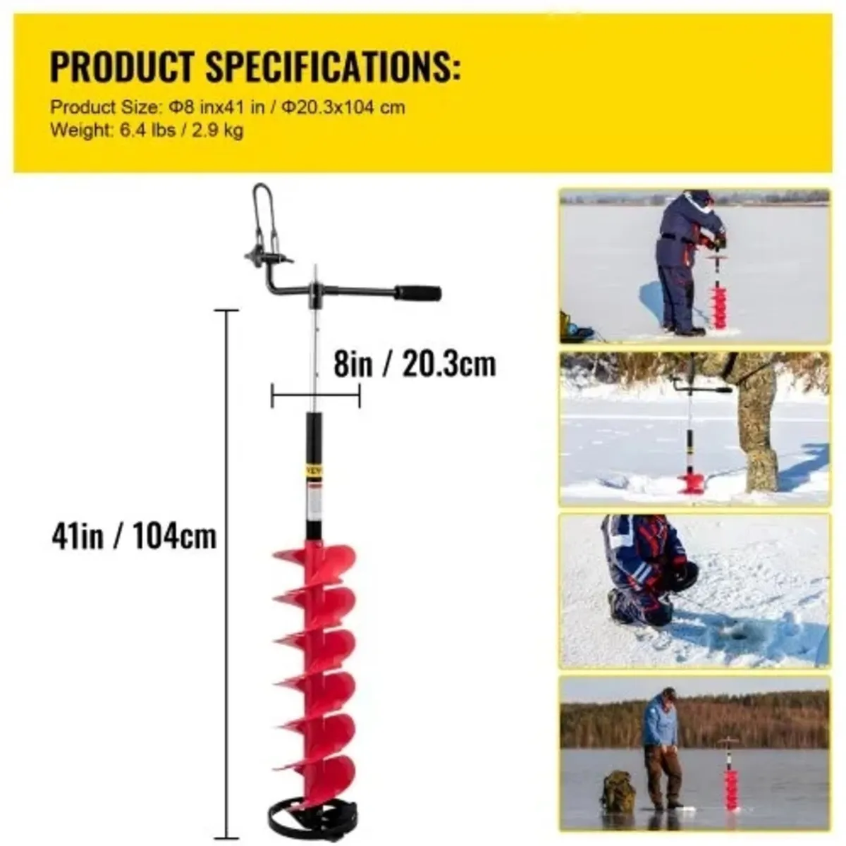 Ice Drill Auger, 8'' Diameter Nylon Ice Auger, 4 - Image 4