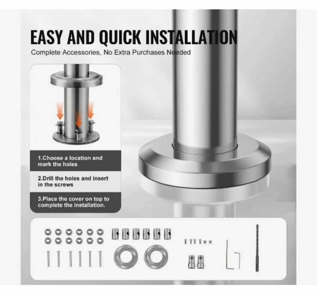 Handrails for Outdoor Steps, 47.2in Length - Image 3