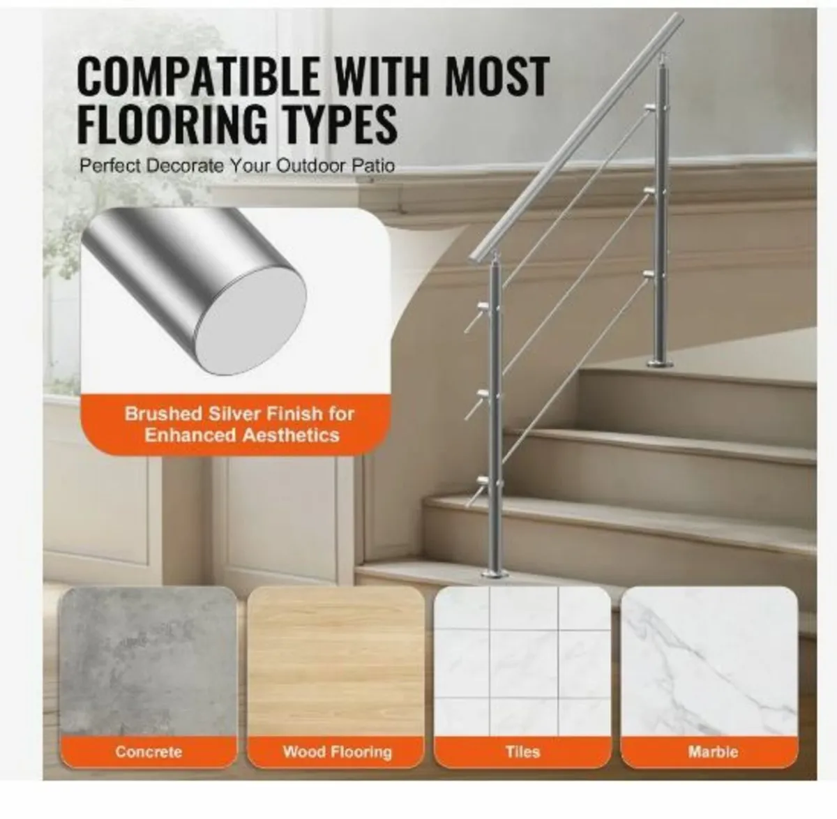 Handrails for Outdoor Steps, 47.2in Length - Image 4