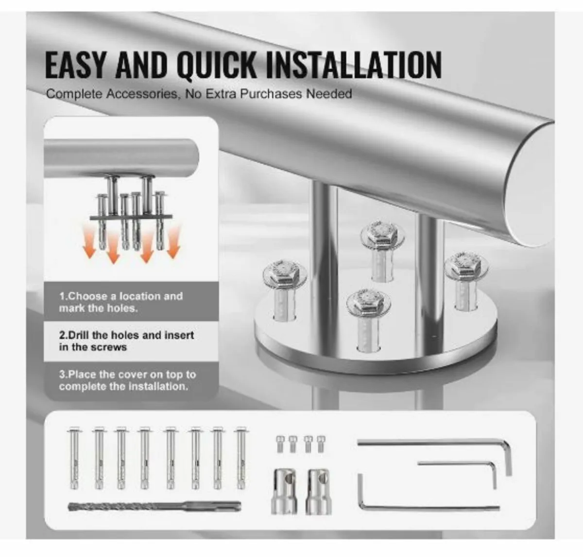 149.9 cm Handrails for Outdoor Steps - Image 2