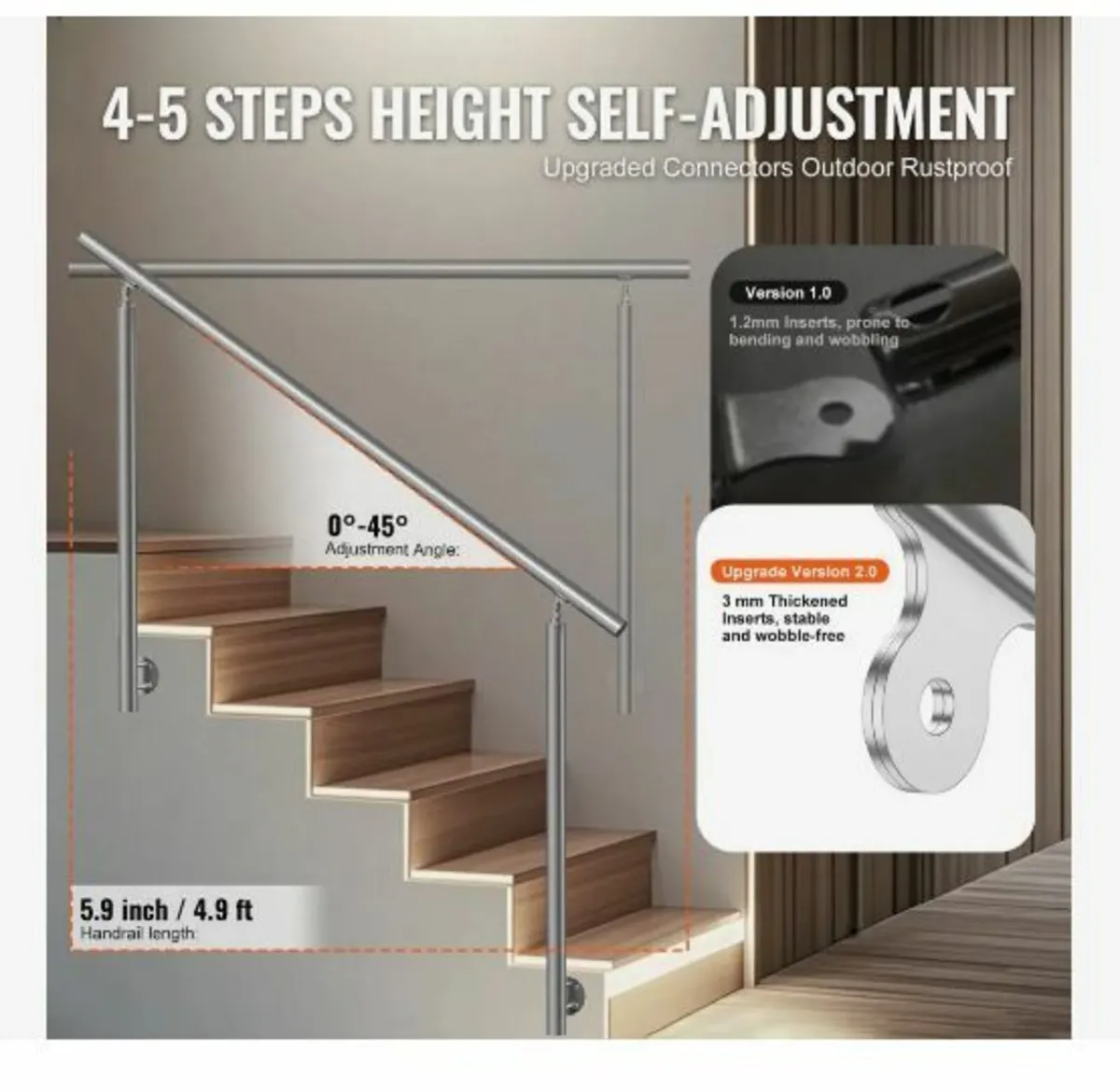 149.9 cm Handrails for Outdoor Steps - Image 4