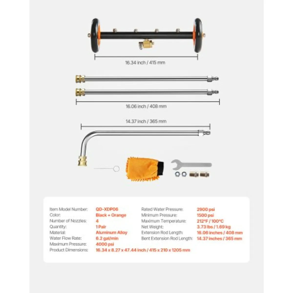 16" Pressure Washer Undercarriage Cleaner, Stainle - Image 3