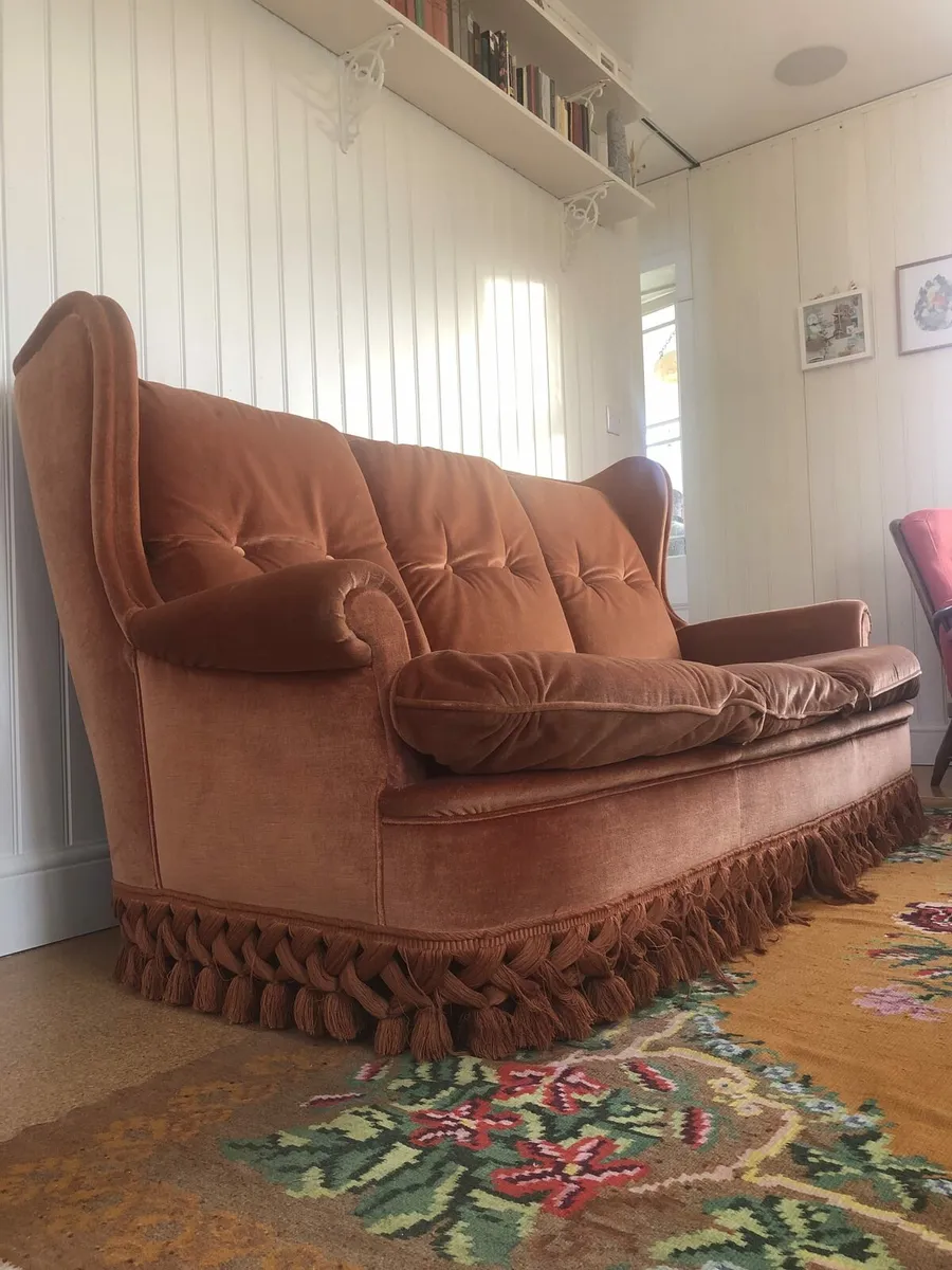Vintage 1960s 3 Seater Sofa with Fringe Detail - Image 2