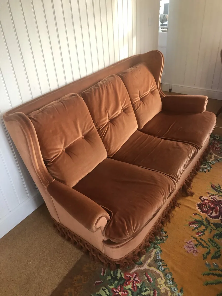 Vintage 1960s 3 Seater Sofa with Fringe Detail - Image 3