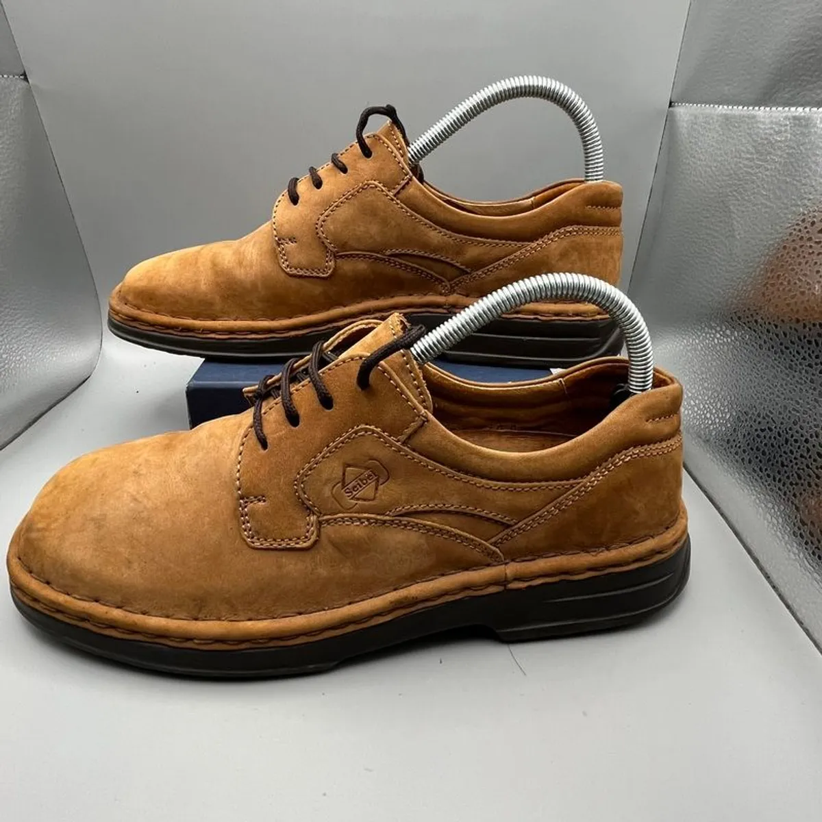 Josef Siebel Mens Loafers Beige Suede Leather Casual Shoes Lace Up Sz 40 UK 6.5 - Image 1