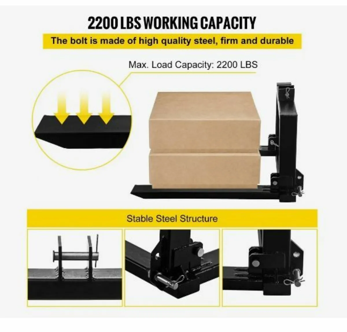 3 Point Hitch Pallet Fork 907.2 kg - Image 4