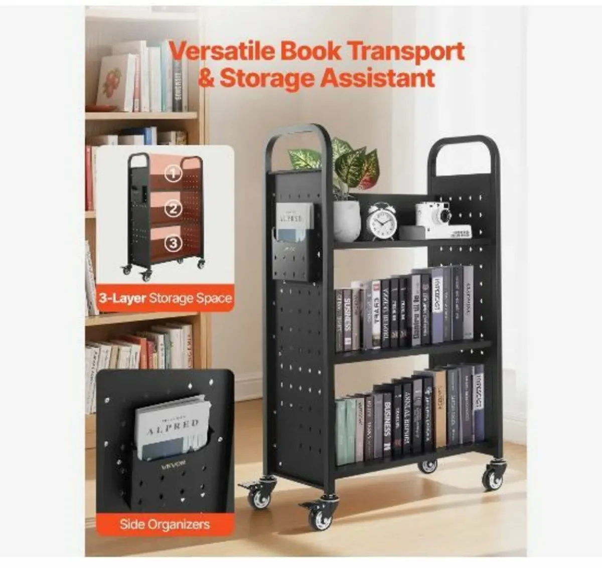 Rolling Library Book Cart, 150 kg Capacity - Image 2