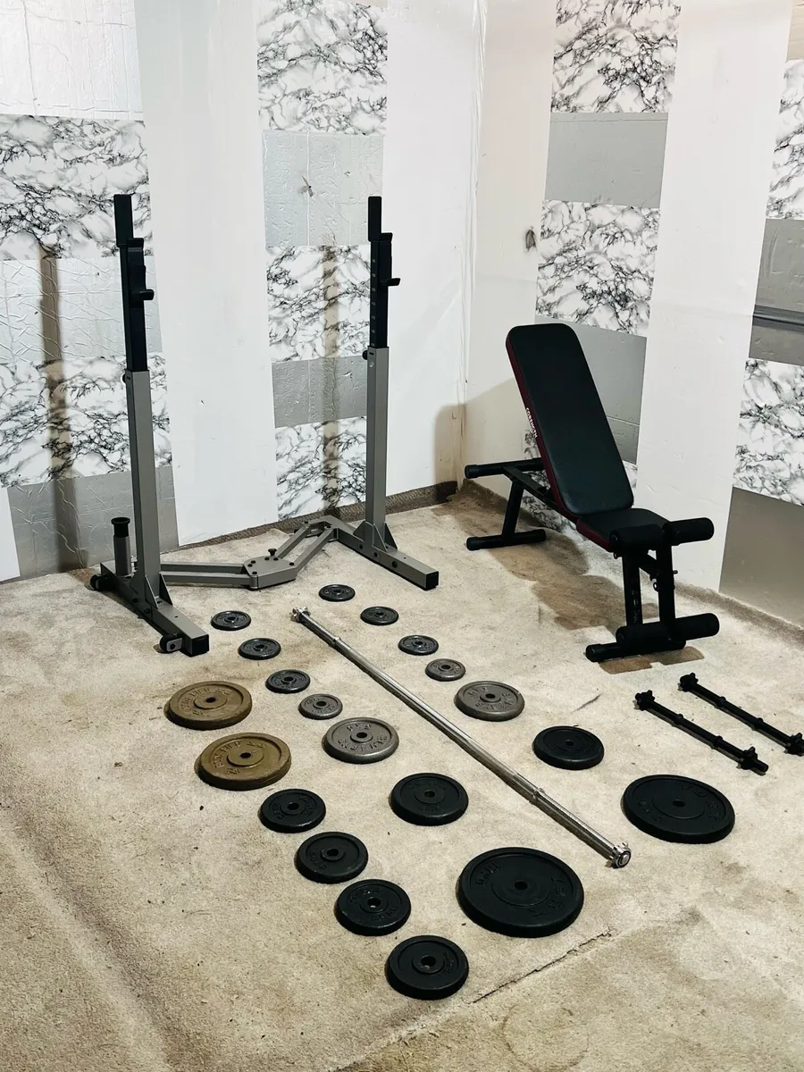 Iron weights barbell dumbbell rack bench - Image 2