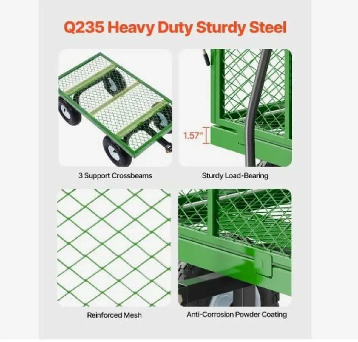 900 Lbs Steel Garden Cart on Wheels - Image 3