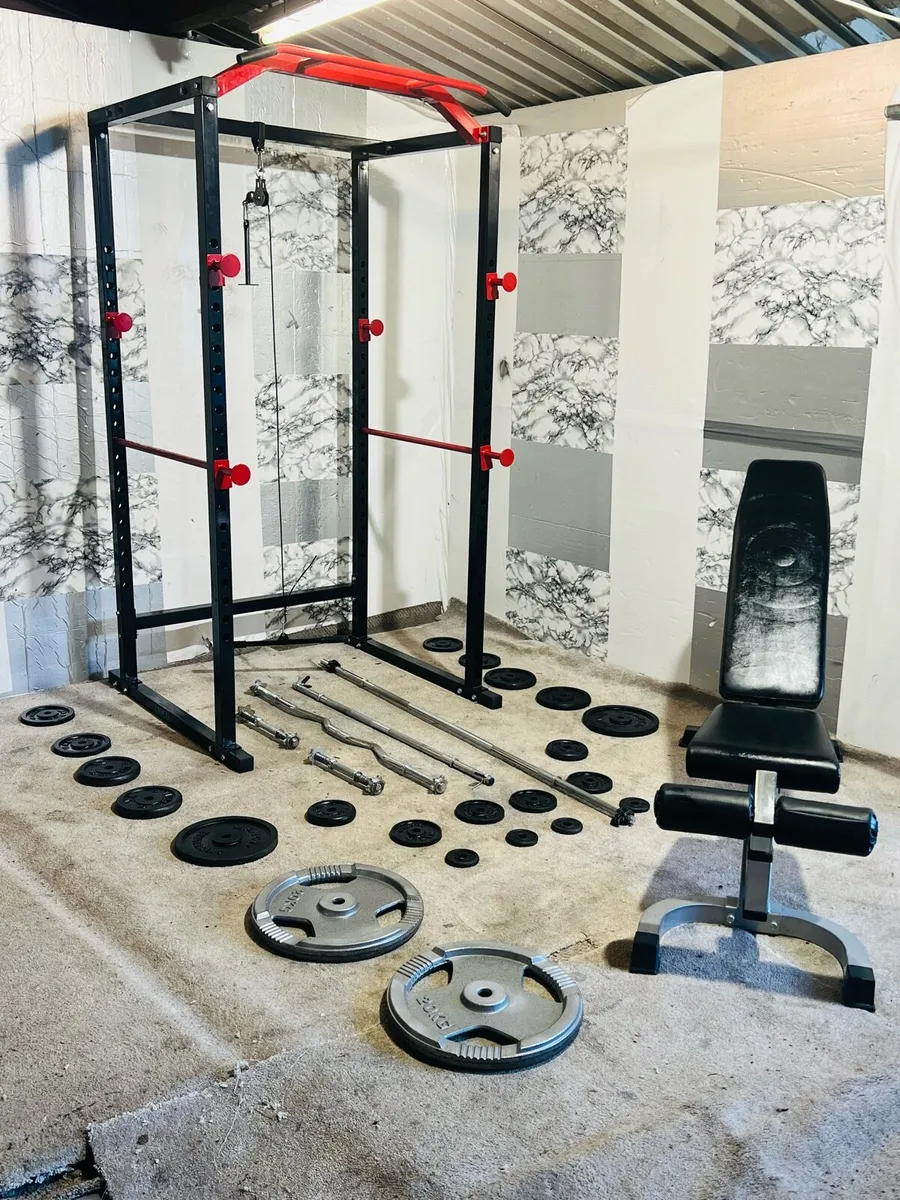 110KG iron weights power rack bench bars - Image 1