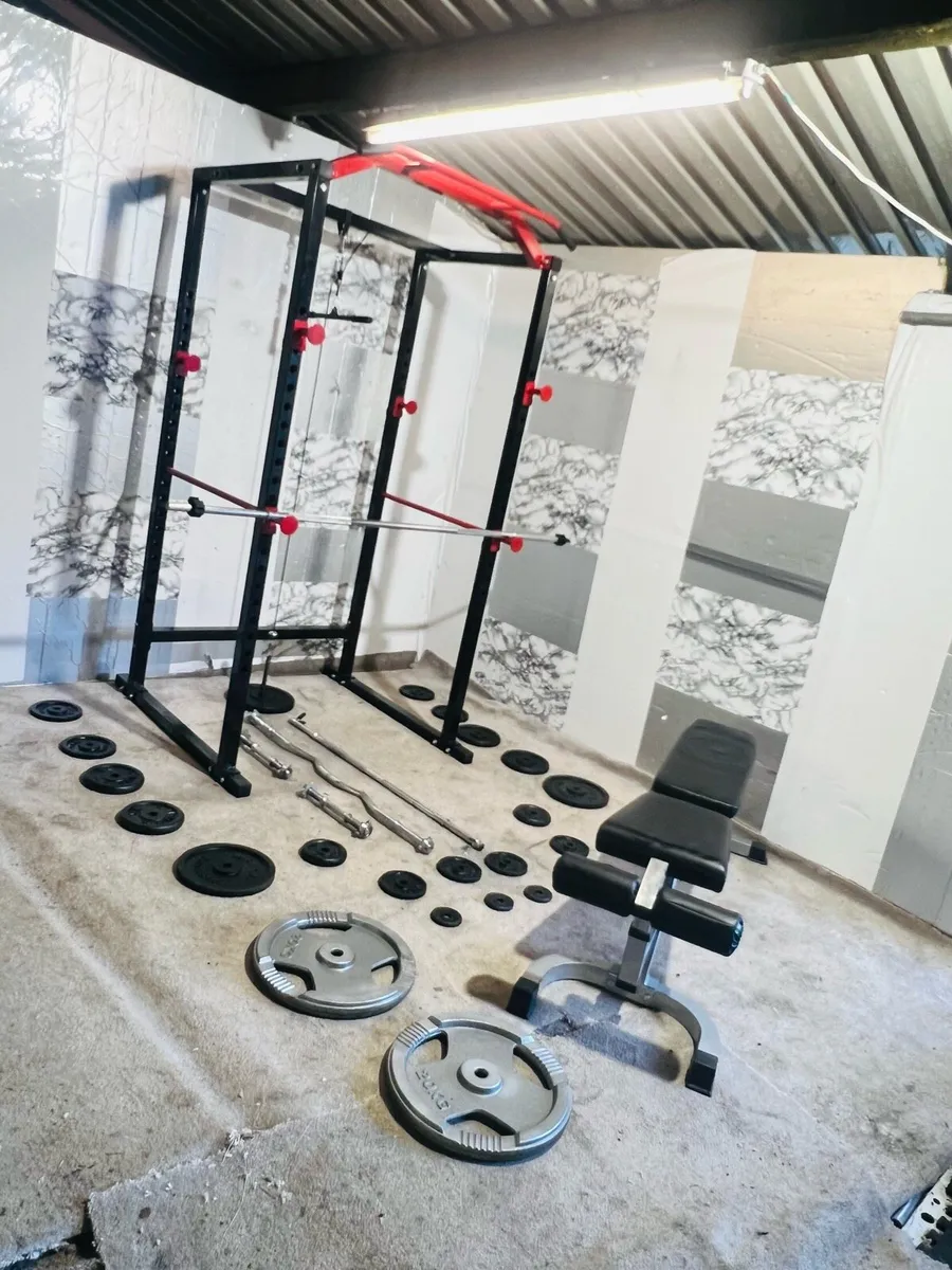 110KG iron weights power rack bench bars - Image 2