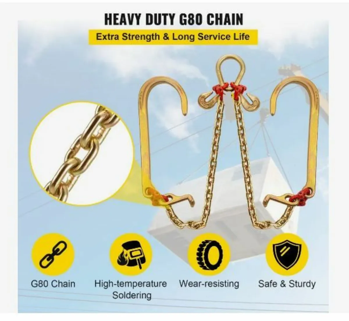 V Bridle Chain, 5/16 in x 2 ft Bridle Tow Chain - Image 4