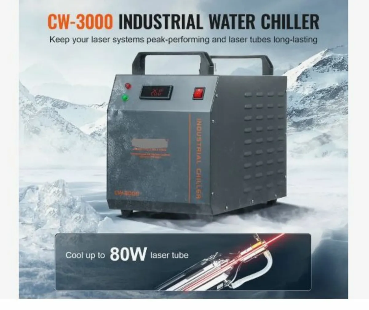 Industrial Water Chiller, CW-3000, 80W - Image 2