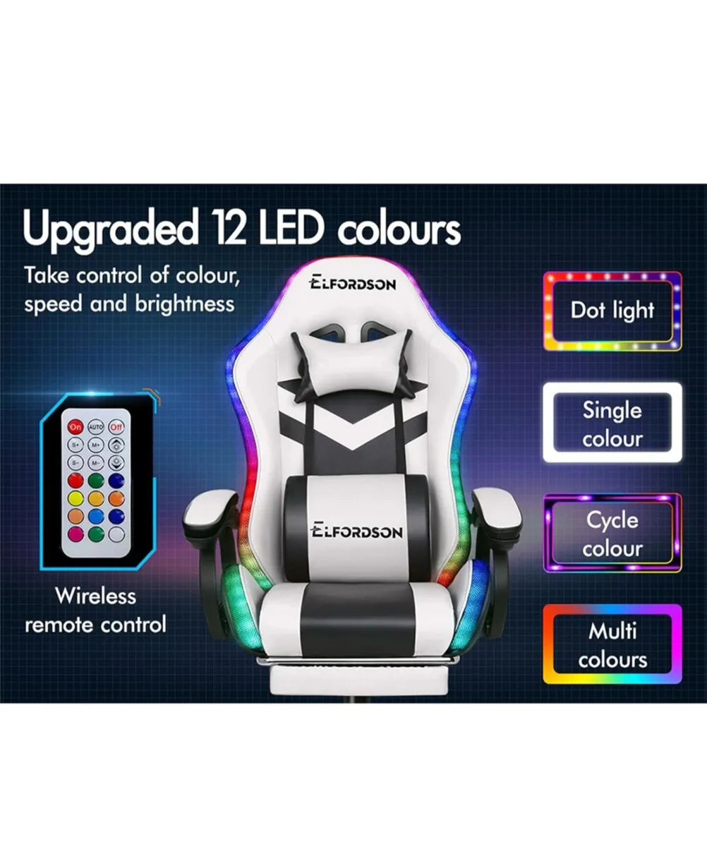 Gaming chair with massage function, LED lights - Image 4