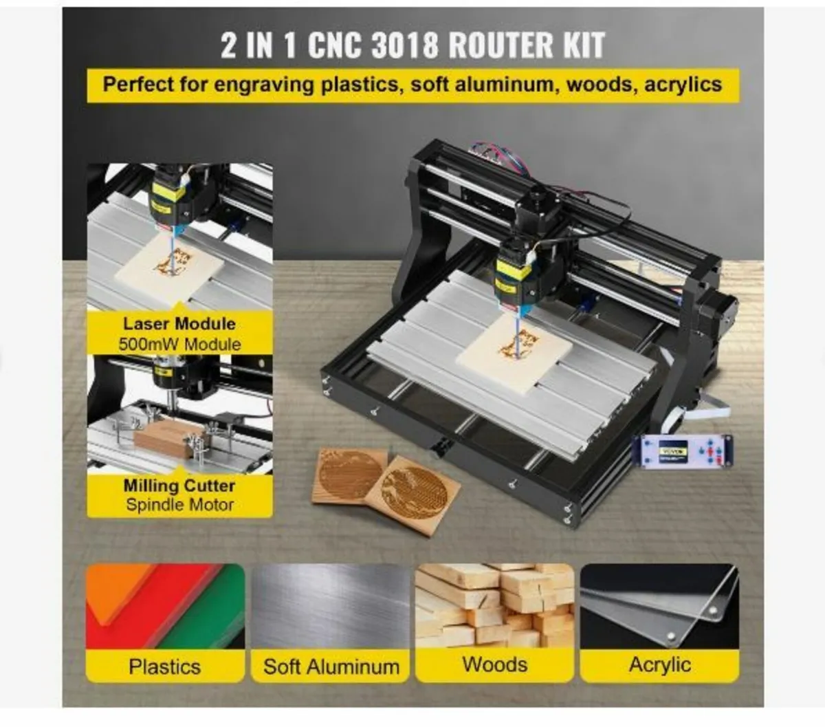 CNC 3018 Pro 500mw 300×180×45mm - Image 2