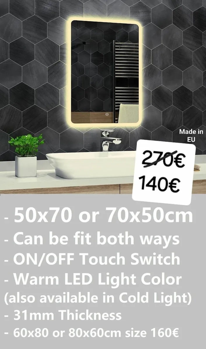 LED Bathroom Mirror 50x70cm - Image 2