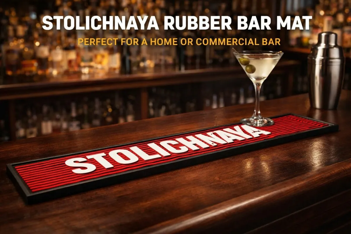 Original Stolichnaya® Rubber Bar Mat – 60 x 8.5 cm - Image 1