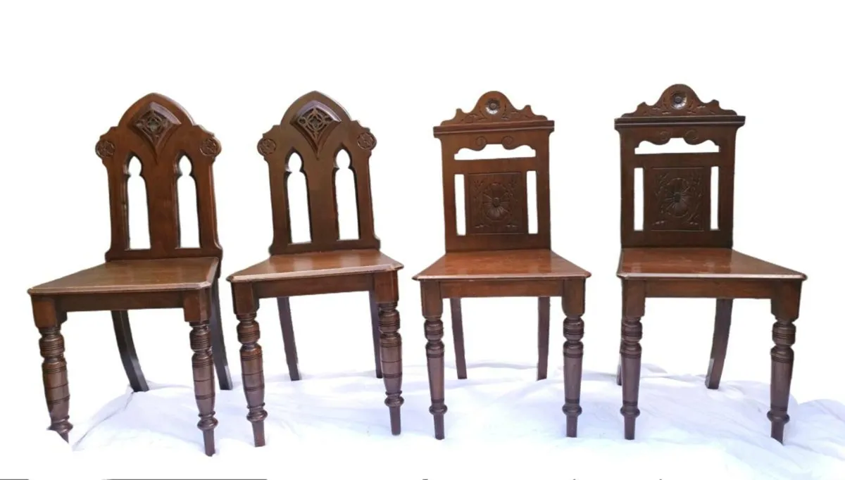 📍CLEARANCE: PAIR of 19thC Mahogany Hall Chairs - Image 4