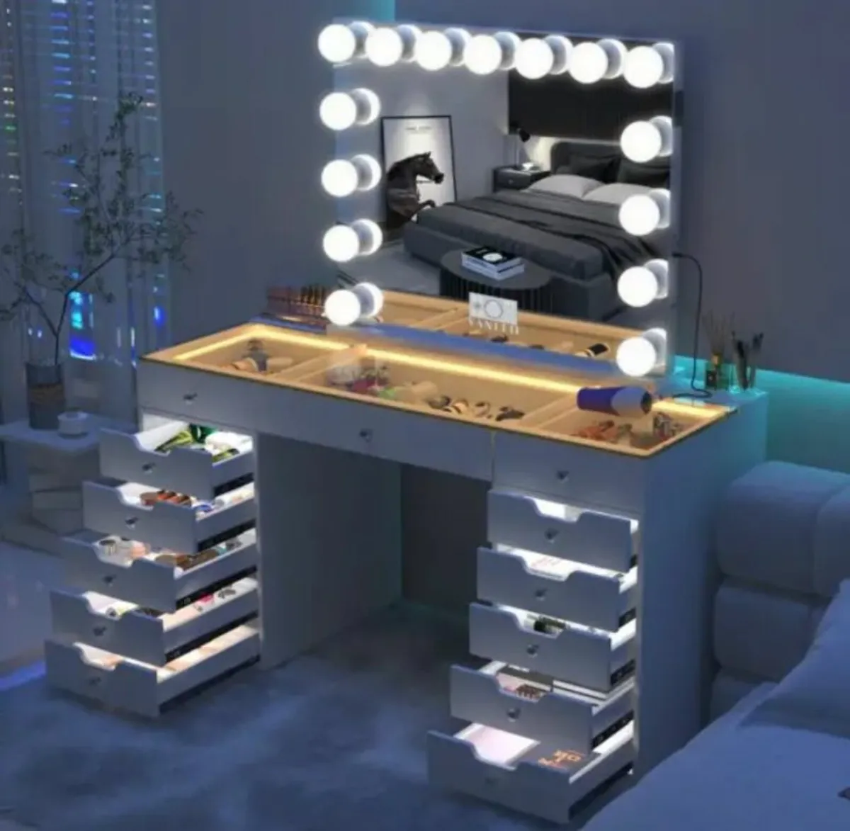 VANITII Eva Vanity Desk – 13 Storage Drawers with - Image 3