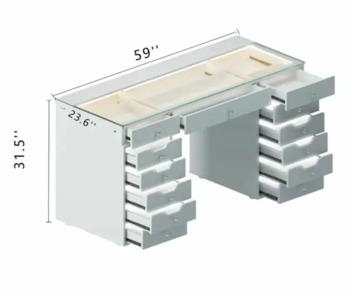 VANITII Eva Vanity Desk – 13 Storage Drawers with - Image 4