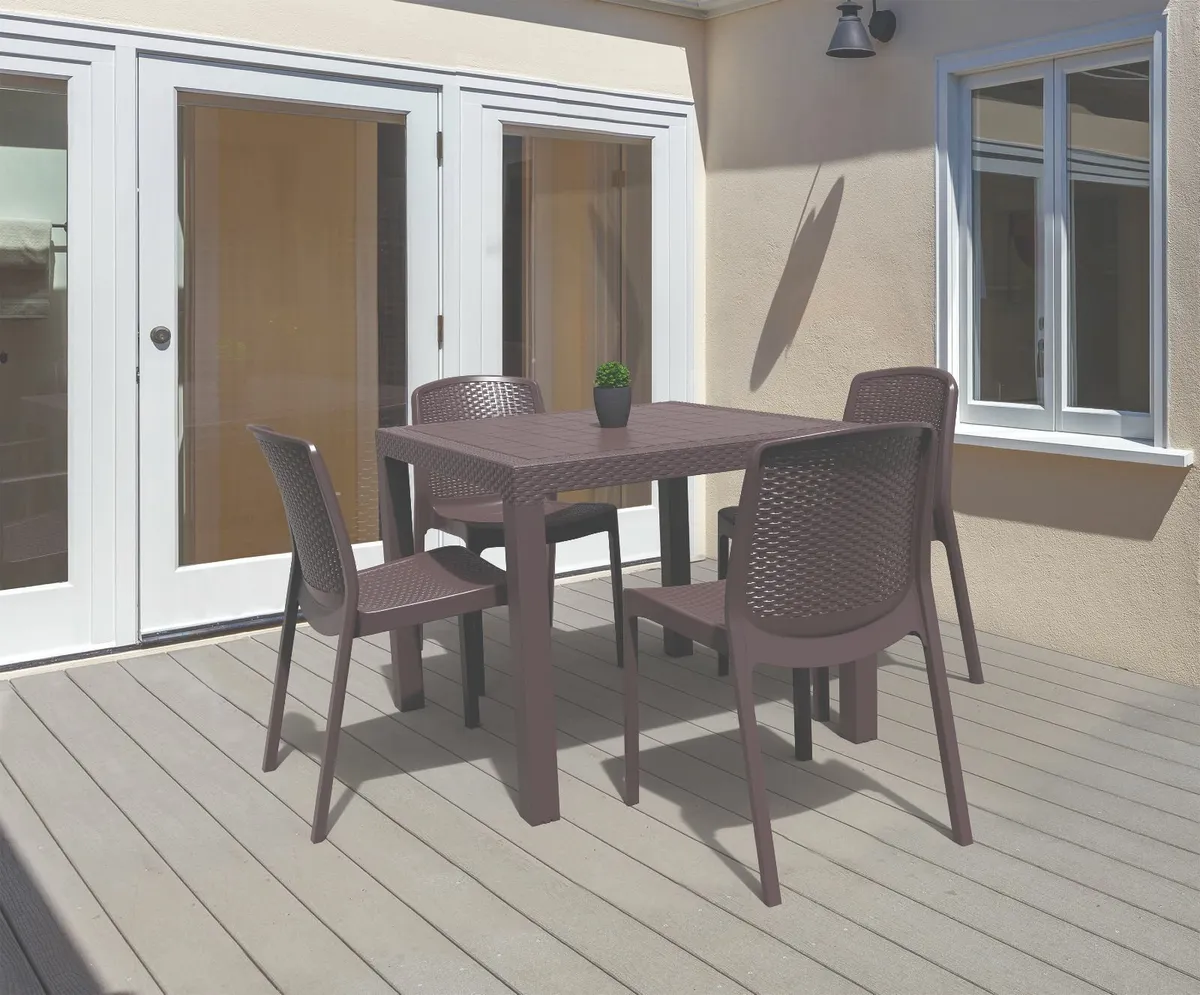 CedarRattan 4-Seater Dining Set – Table + 4 Chairs - Image 1