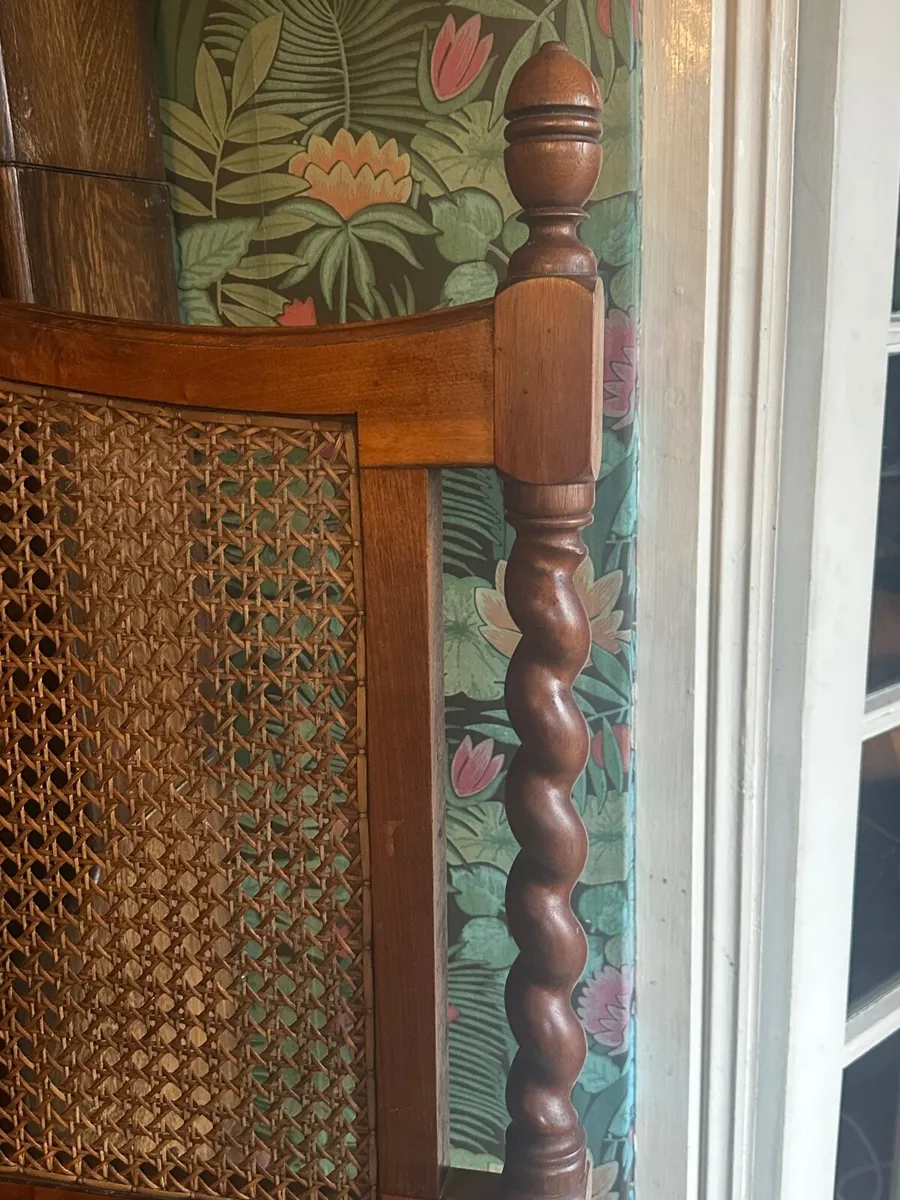 Stunning Antique Rattan (oak?) double bed - Image 3