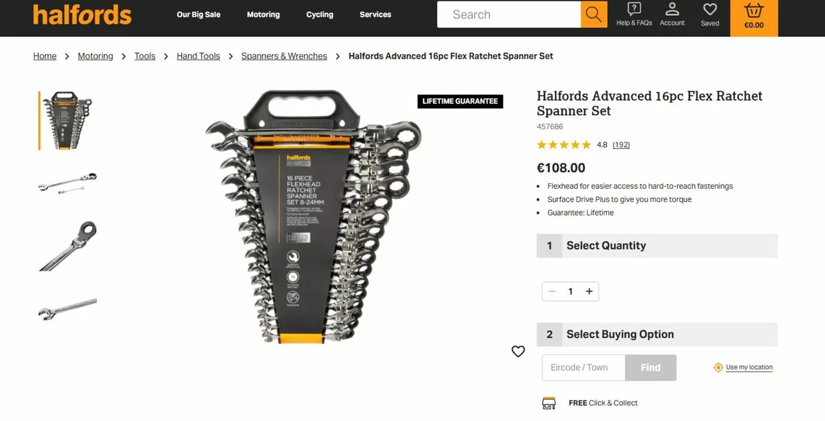 Halfords Advanced 16pc Flex Ratchet Spanner Set - Image 1