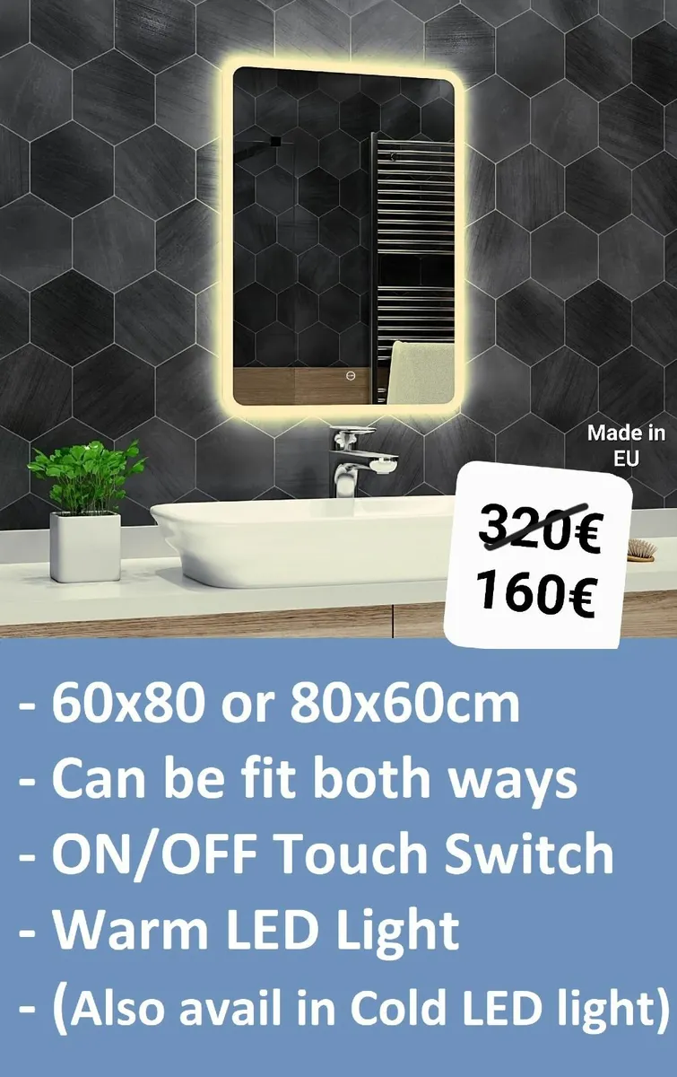 LED Bathroom Mirror 60x80cm Made in EU - Image 1