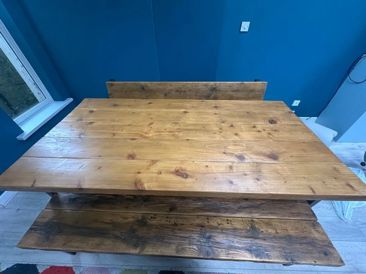 Industrial Style Reclaimed Wood Dining Table - Image 1
