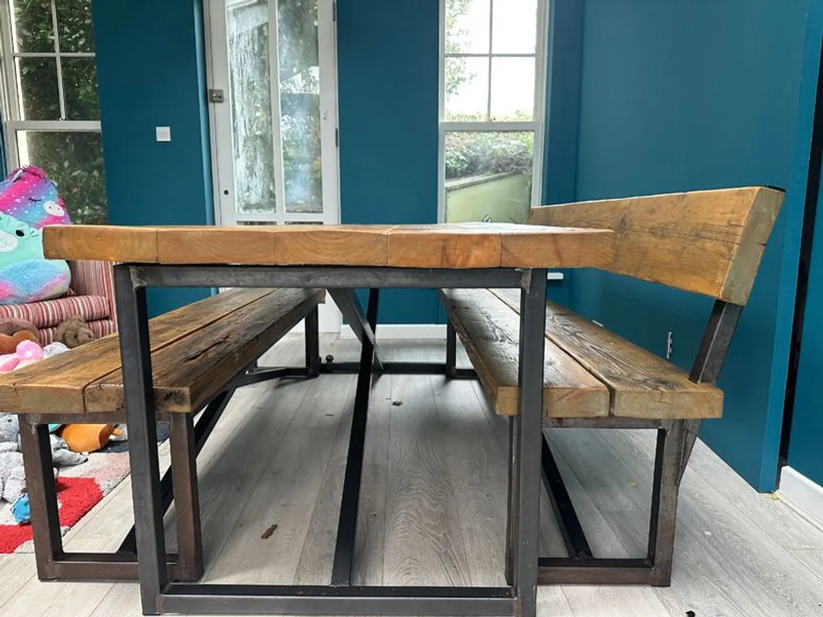 Industrial Style Reclaimed Wood Dining Table - Image 2