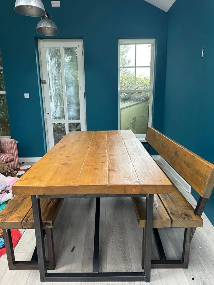 Industrial Style Reclaimed Wood Dining Table - Image 4