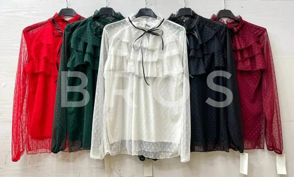 Lace blouse with a bow at the neck - Image 2