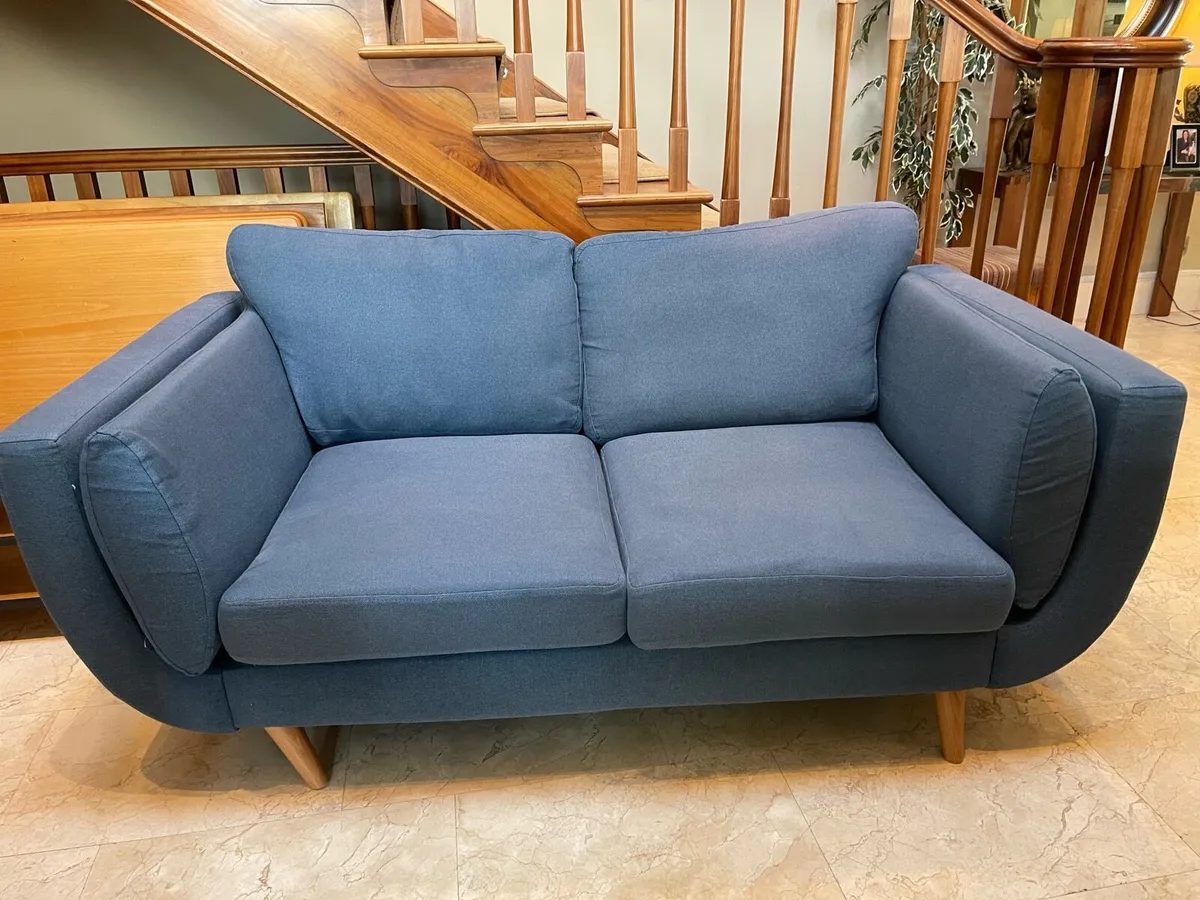 Ex DFS - Beautiful Blue 2 Seater Couch - Deliver - Image 1