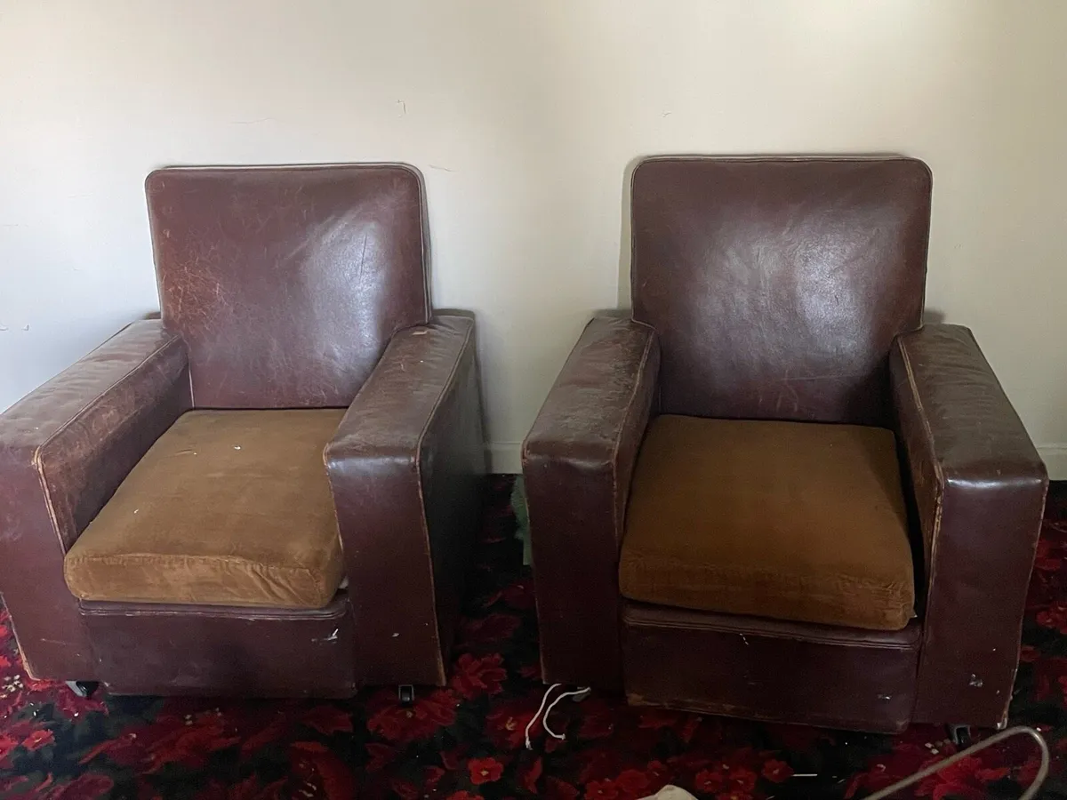 Leather arm chair set - Image 1