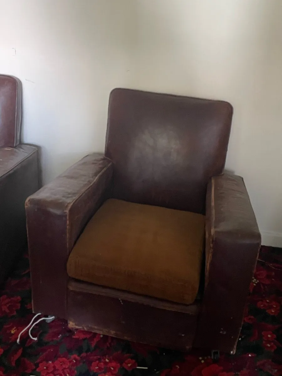 Leather arm chair set - Image 2