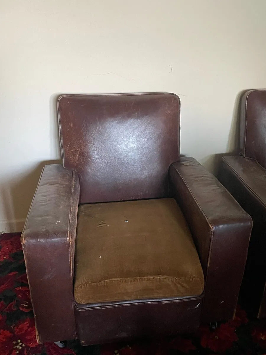 Leather arm chair set - Image 3