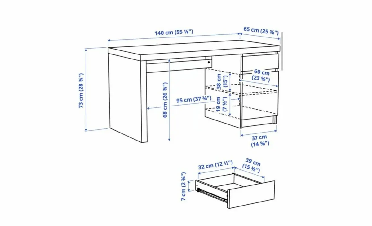 Ikea Malm Oak Veneer Desk - Image 4