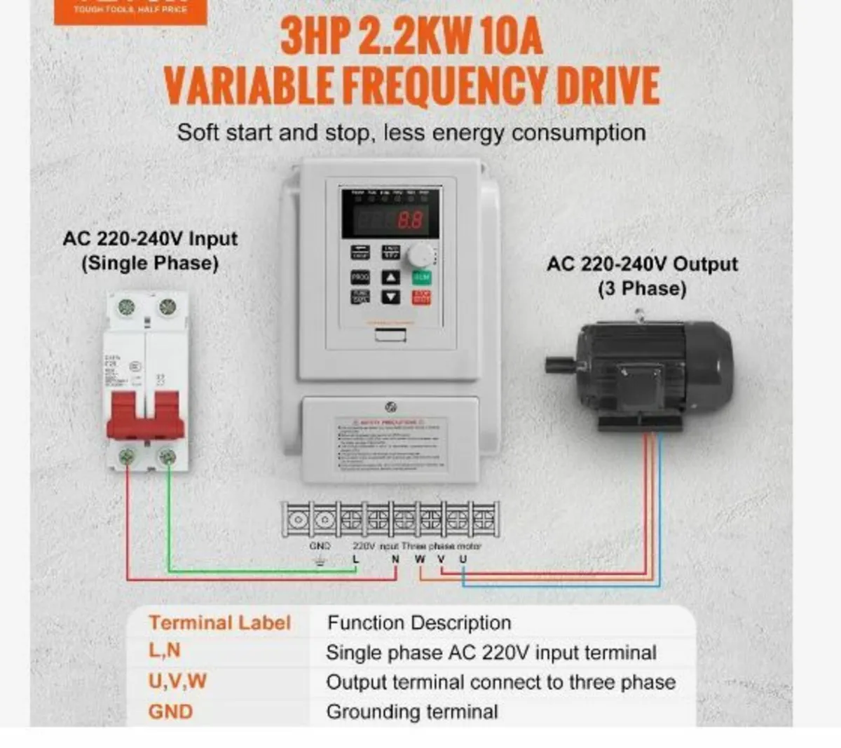 VFD 2.2KW 10A 3HP Variable Frequency - Image 2