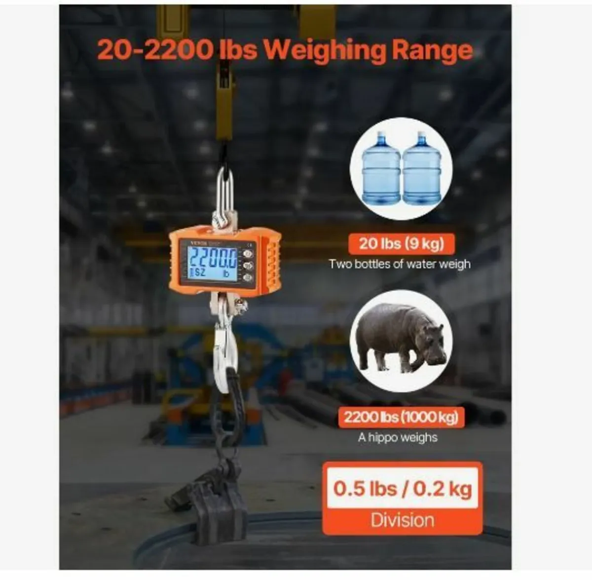 Digital Crane Scale, 2200 lbs/1000 kg - Image 2