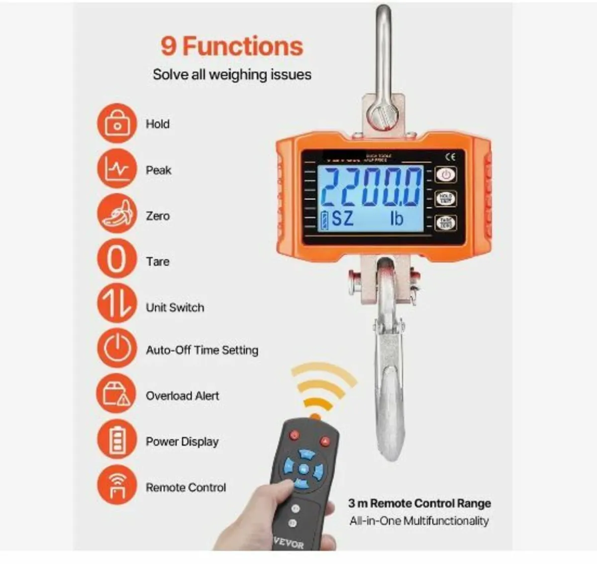 Digital Crane Scale, 2200 lbs/1000 kg - Image 3