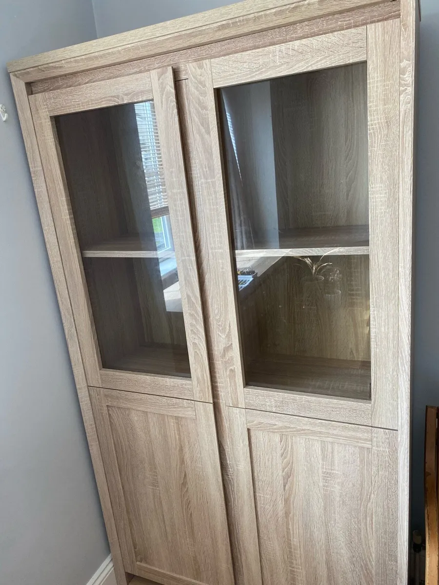 Cabinet and dresser (Light Grey Wood) - Image 1
