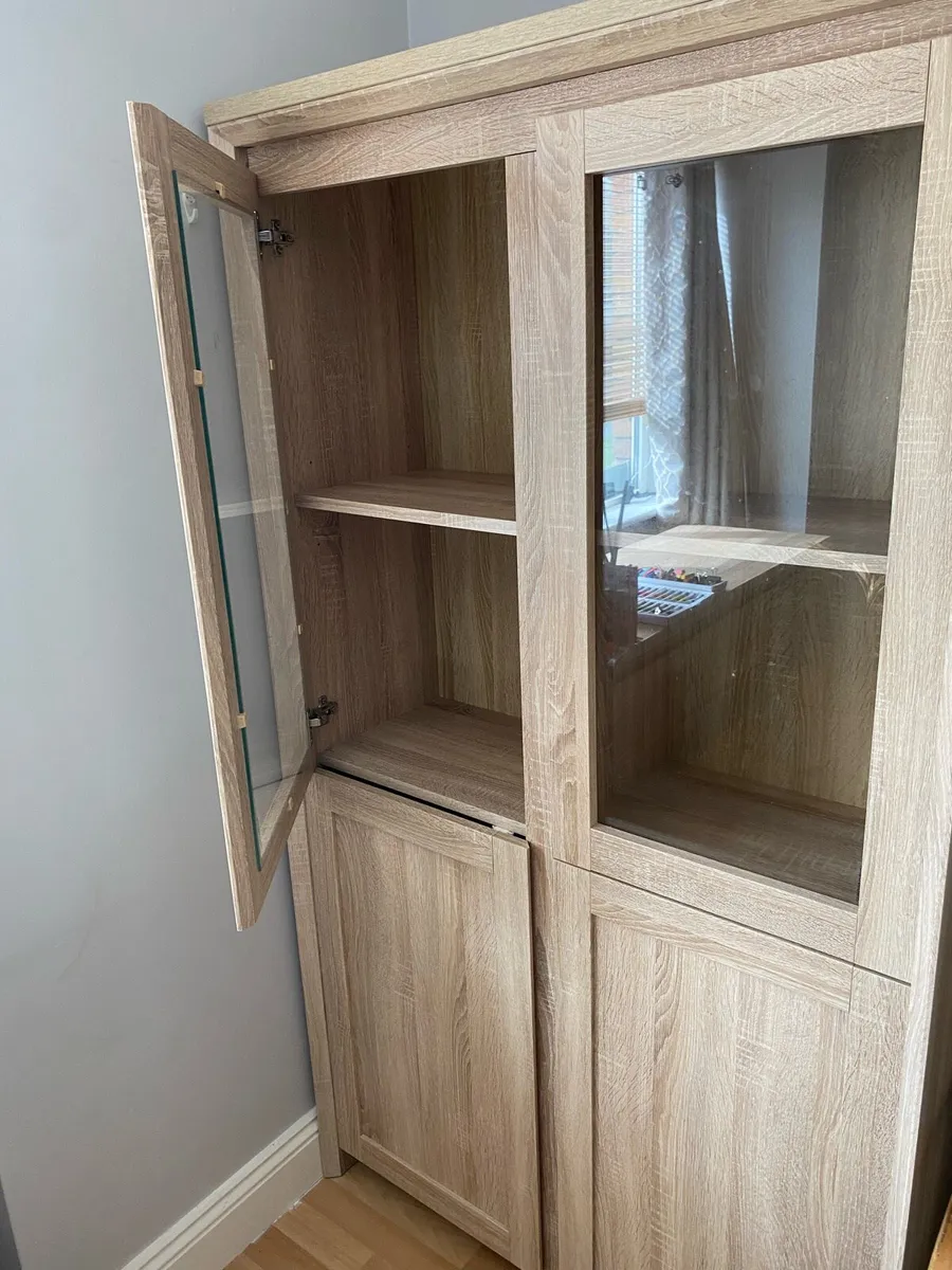 Cabinet and dresser (Light Grey Wood) - Image 2